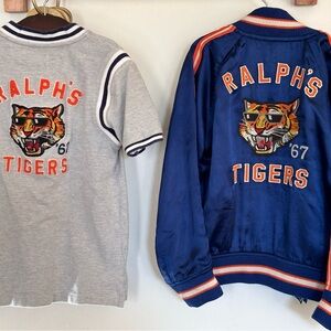 Rare POLO Ralph Lauren Blue Satin Varsity Letterman Jacket Boys 6/7
